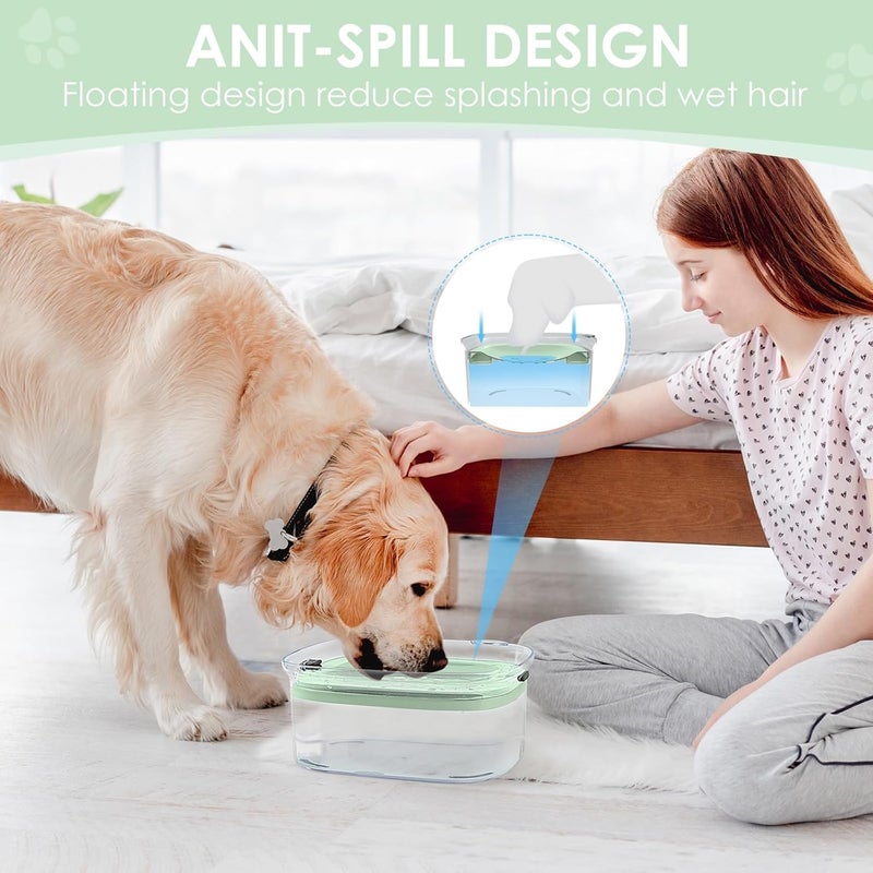 AONKEY 3L Dog Water Bowl No Spill, 101oz Large Spill Proof Dog Bowl Reduce Refill, Anti Splash No Mess Dispenser Dripless Slow Drinking Water Bowl for Sloppy Messy Drinkers (Sprout Green) - Image 3